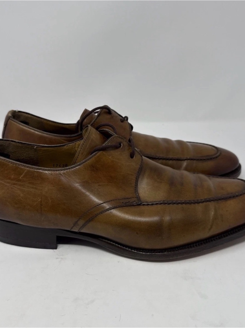 Magnanni Brown Lace-Up Derby Leather Dress Shoes 12436 Men's Size 13 M Spain - Picture 6 of 11